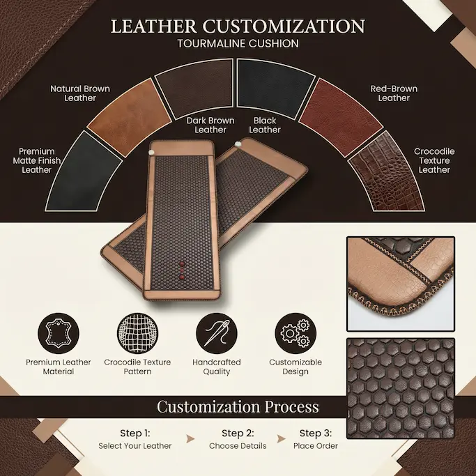 custom leather tourmaline cushion oem manufacturing process wellness supply.webp