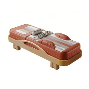 Orange thermal jade infrared massage bed with internal leg rollers and 14 auto modes for wholesale buyers