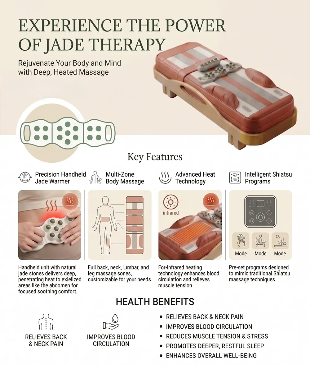 Industrial thermal therapy bed utilizing natural jade stones and far-infrared technology for specialized clinical pain management