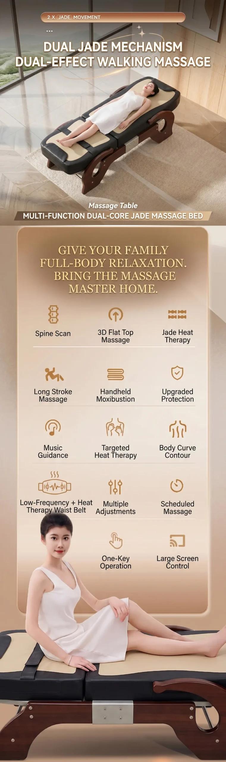 jade massage bed natural stone dual core mechanism wholesale supplier spine alignment