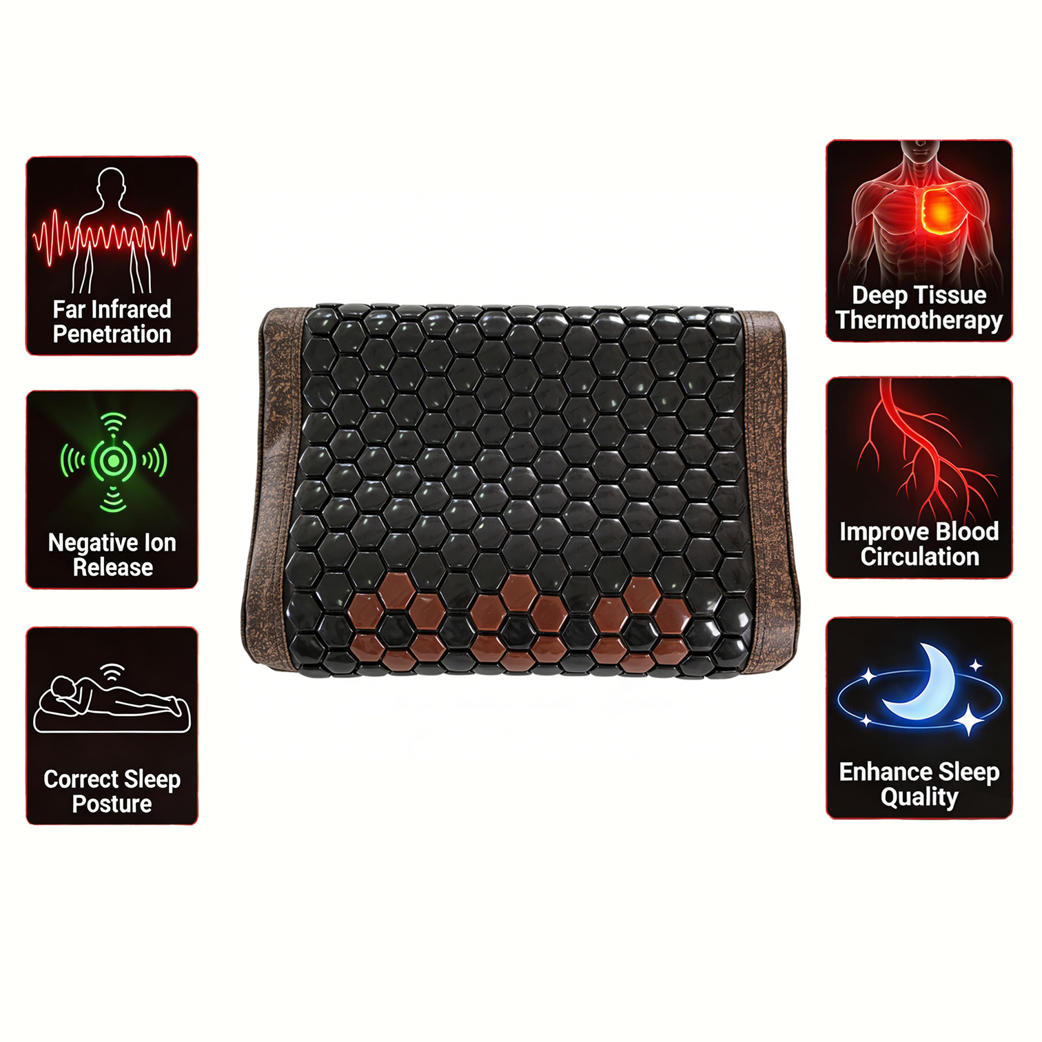 Neck Shoulder Massager Black Leather detail view and export packaging